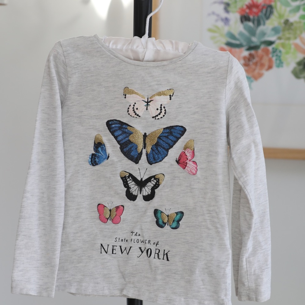 Long sleeved Tshirt with sparkly butterflies
